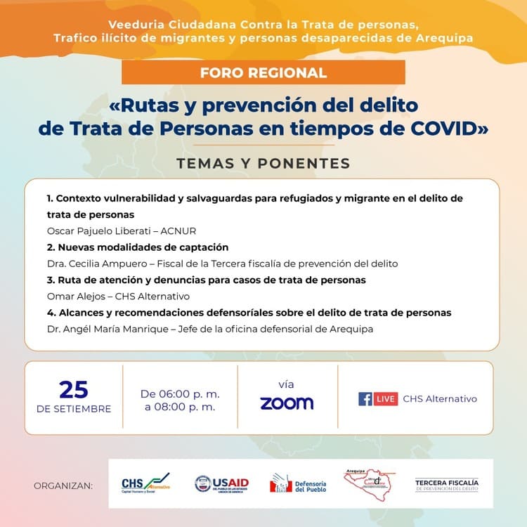 Foro Regional: Rutas y prevención del delito de trata de personas en tiempos de COVID en Arequipa